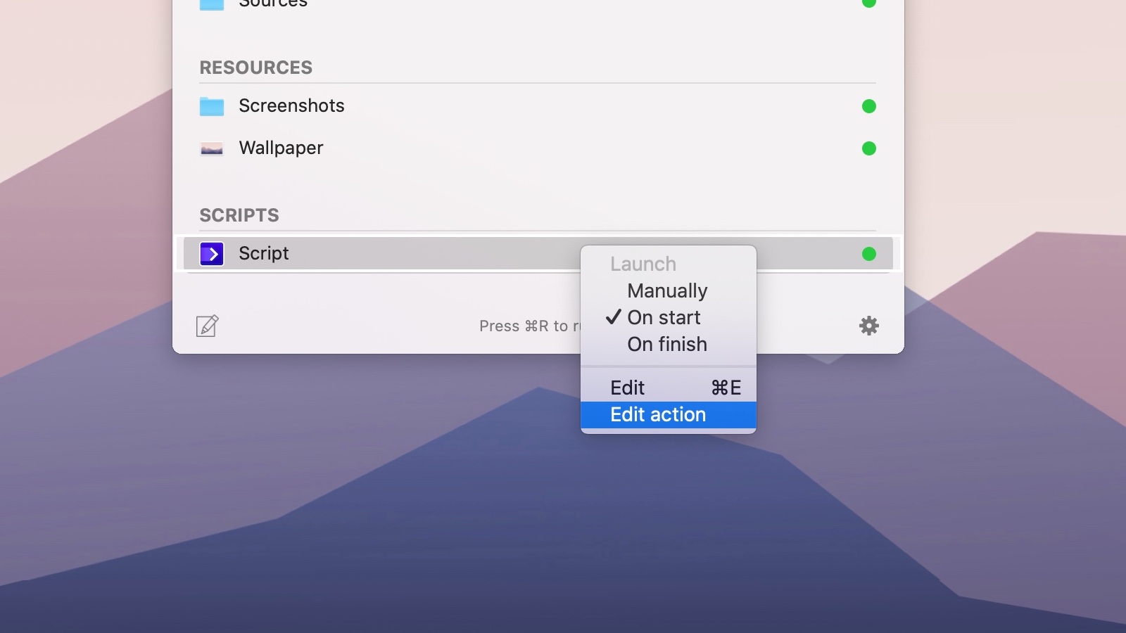 Editing Actions