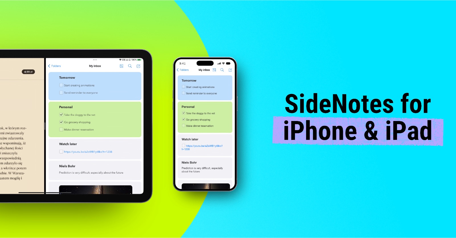 SideNotes for iPhone and iPad