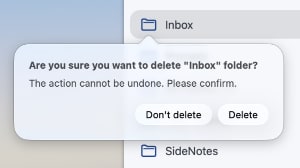New Delete Folder Confirmation Popover